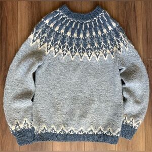 Vintage Woolrich Women Wool Knit Crewneck Sweater Size L Fair Isle Cottage Core